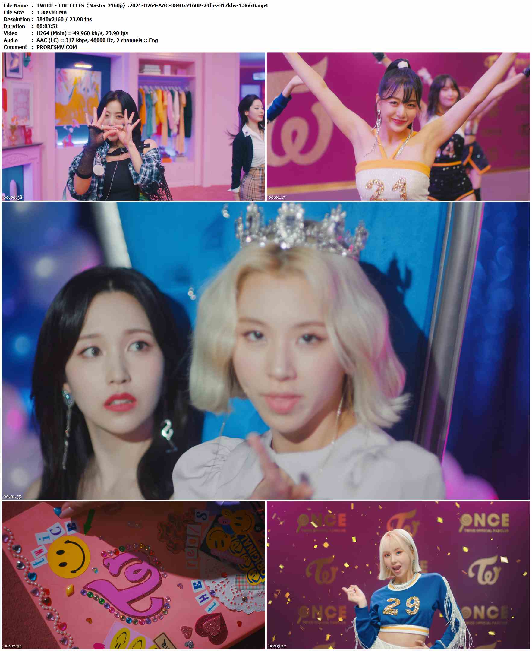 TWICE - THE FEELS（Master 2160p）.2021-H264-AAC-3840x2160P-24fps-317kbs-1.36GB官方MV_高清MV